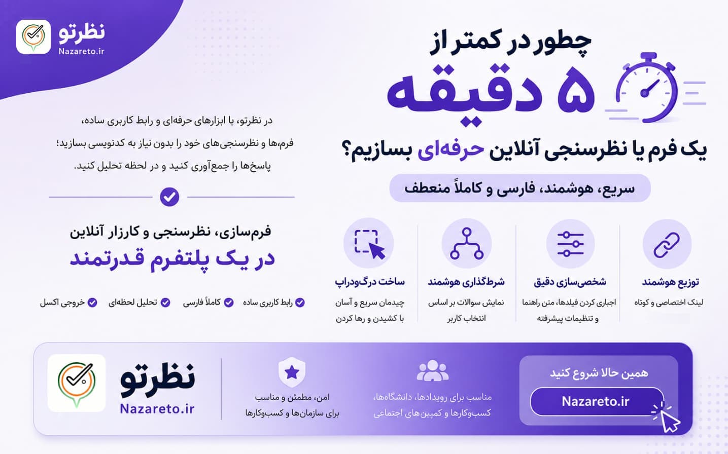 چطور در کمتر از ۵ دقیقه یک فرم یا نظرسنجی آنلاین حرفه‌ای بسازیم؟